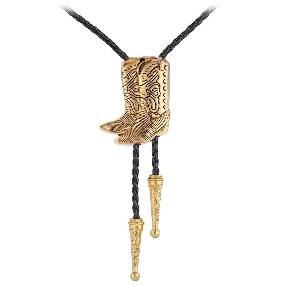 5570 Western Bolo Tie 3D Gold Cowboy Boots Bolo Tie Native American Bola